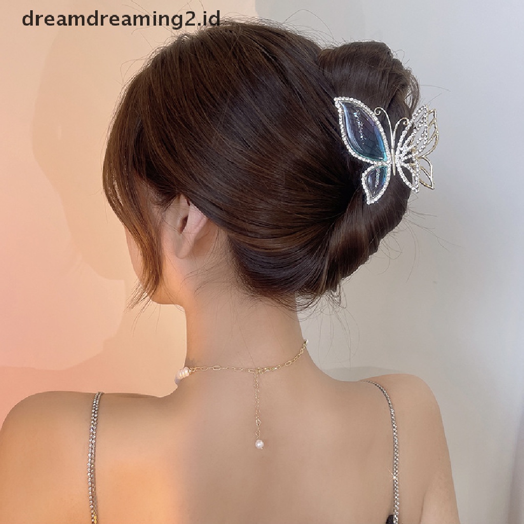 (hot) Butterfly Matte Hair Clip Fashion Wanita Hair Claw Shark Clip Jepit Rambut Klip Belakang Aksesoris Rambut Klip//