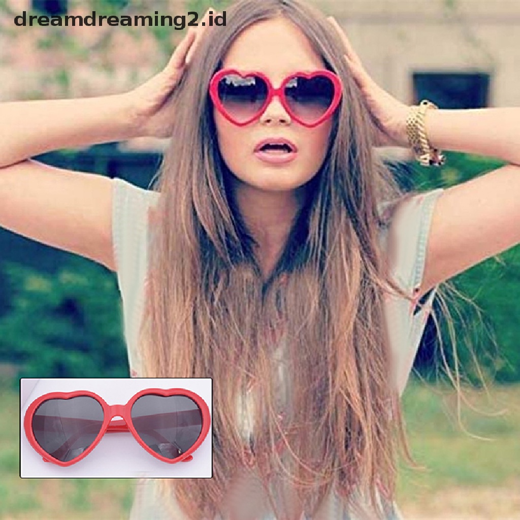 (hot) Fashion Love Bentuk Hati Wanita Kacamata Hitam Melindungi Mata Praktis Unisex Eyewear//