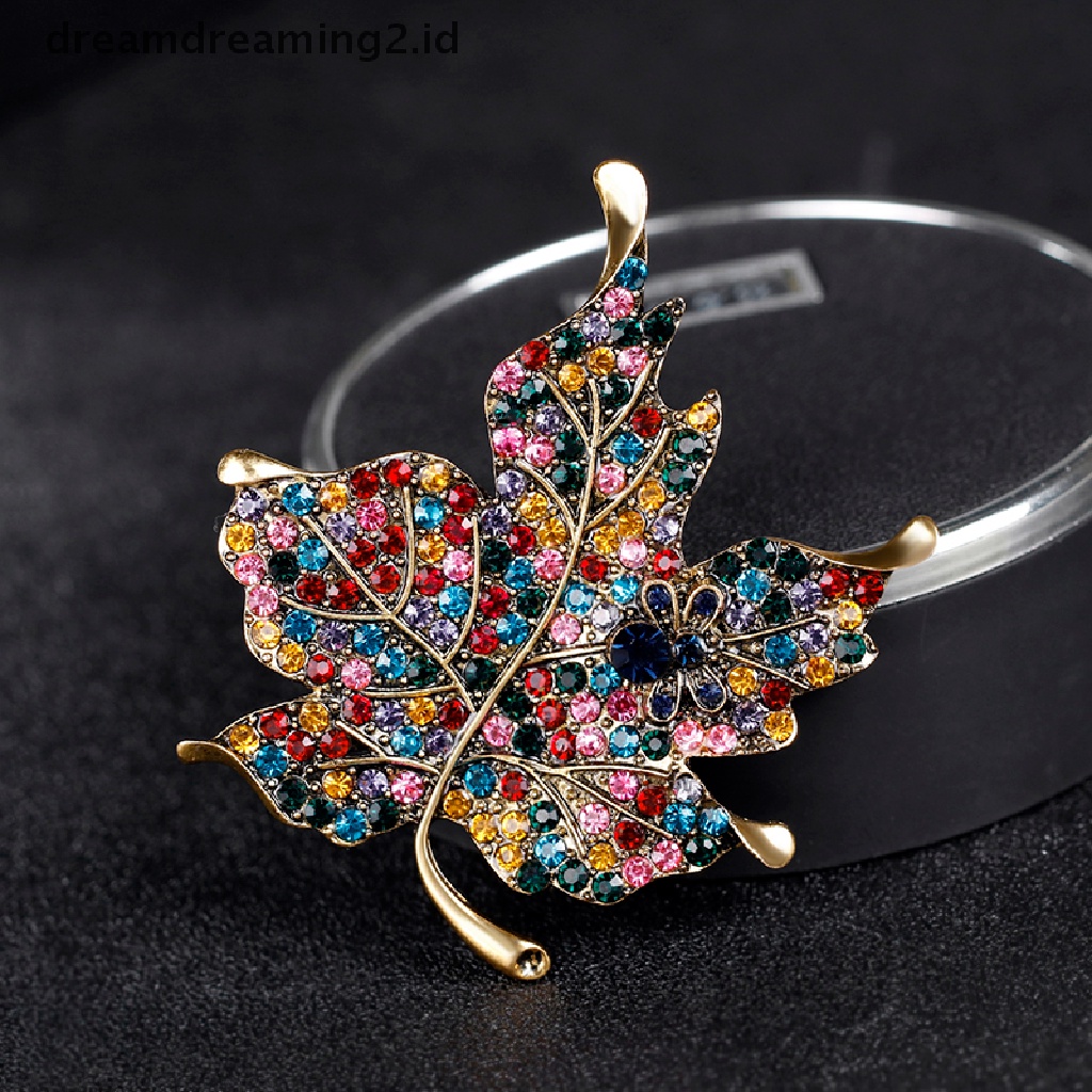 (hot) Colorful Maple Leaf Bros Pin Kerah Dekorasi Lencana Korsase Wanita Perhiasan//