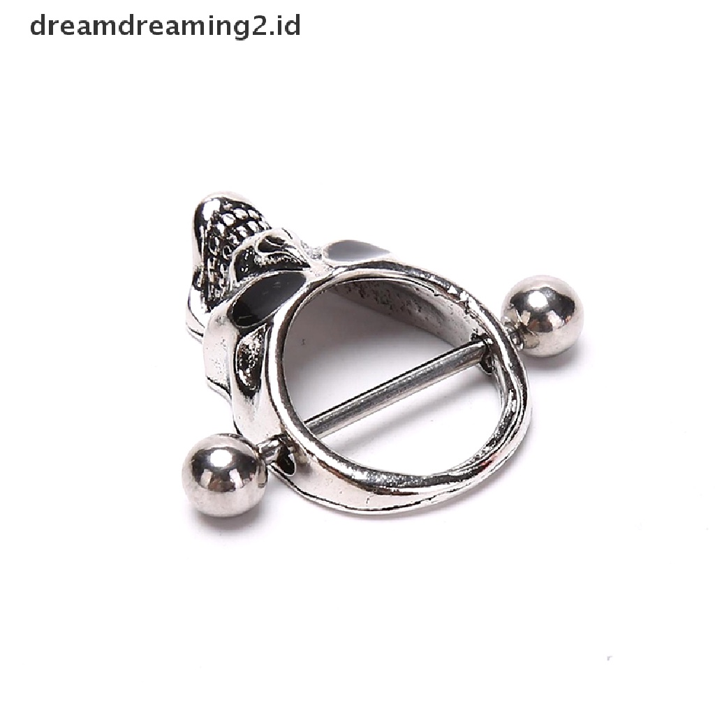 (hot) Skull Bars Nipple Ring Bar Stainless Steel Barbel Tubuh Payudara Perhiasan//