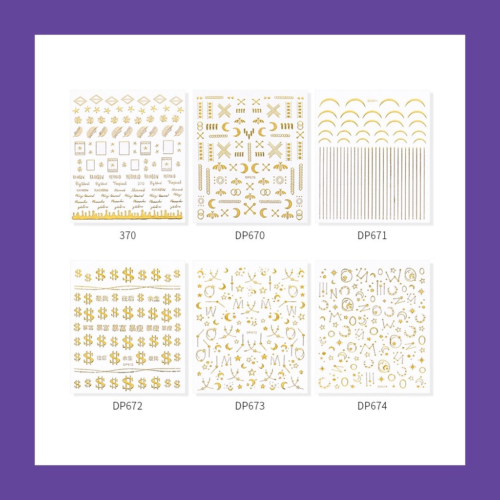 Moon Sun 3D Stiker Bee Nail art/Stiker Kuku Bulan Bintang Nail Art Stiker Water Decal