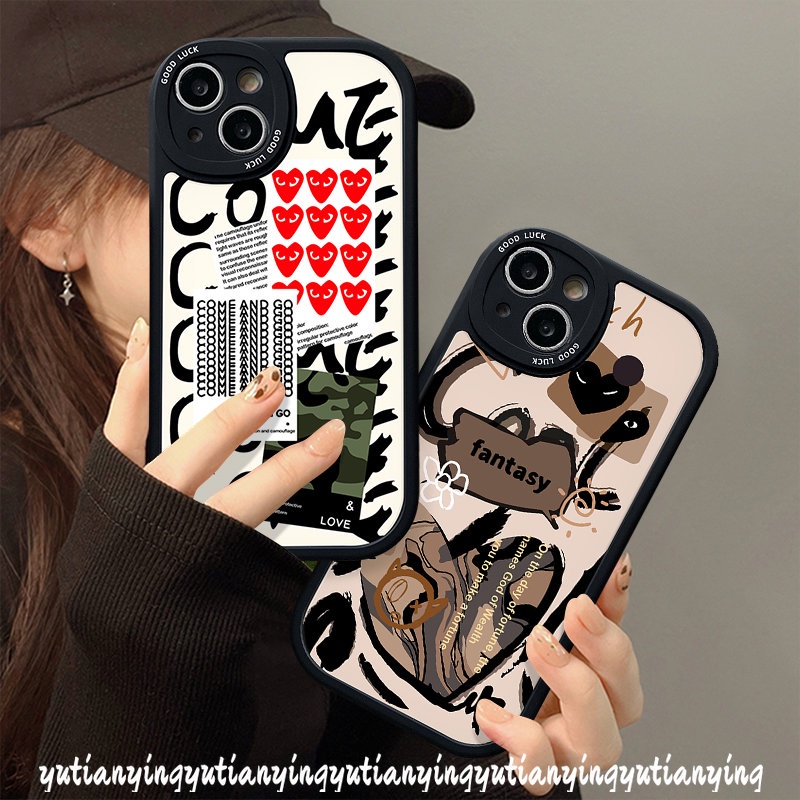 Samsung A12 A04 A23 A14 A73 A11 A72 A13 A30s A04s A33 A22 A53 A03s A52 A50 A52s A32 A50s A02s A03 A10s A71 A31 A51 A21s A20s A20 Graffiti Love Heart Soft Comme Des Garcons Case