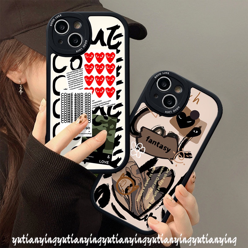 Graffiti Cinta Hati Comme des Garcons Case Realme C53 C31 C30s C55 C12 C21Y C11 C25Y C35 C30 C15 5 9i 6i 10 Pro 10Pro+ C17 C17 6 8i 8 8 5i 7i 6s C21 GT C3 C25s C20 Soft Sarung Tpu