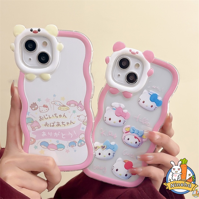 IPHONE Casing Kompatibel Untuk Iphone14 13 12 11 Pro Max X Xr Xs Max7 8 6 6s Plus SE Kartun Kucing Casing Ponsel Transparan Monster Kecil Gelombang Tepi Anti Jatuh Shockproof Cover Pelindung