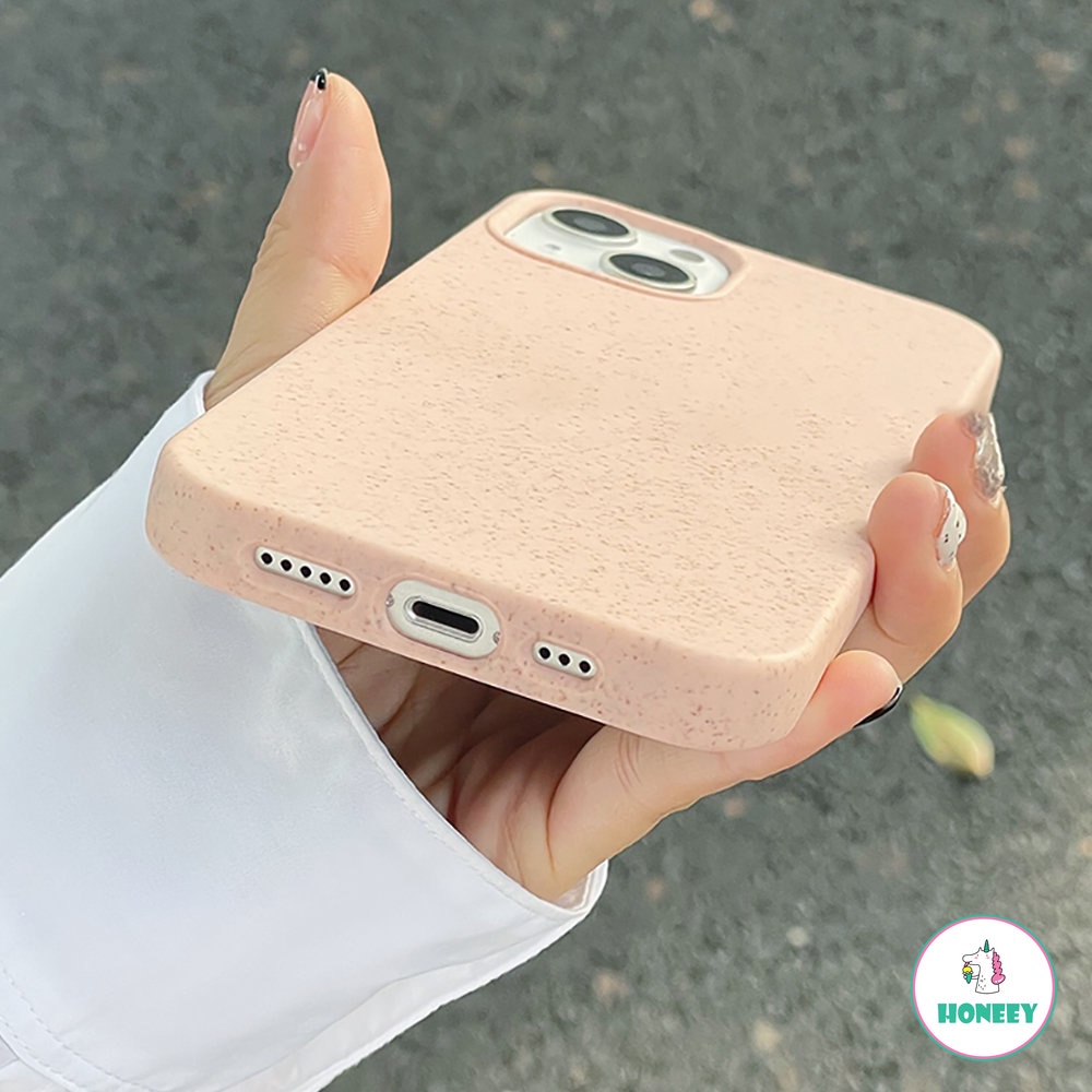 IPHONE Casing Ponsel Silikon Jerami Gandum Eco Biodegradable Untuk Iphone14 13 12 11 Pro Max14 Plus X XR Xs7 8 Plus SE Ramah Lingkungan Simple Shockproof Cover