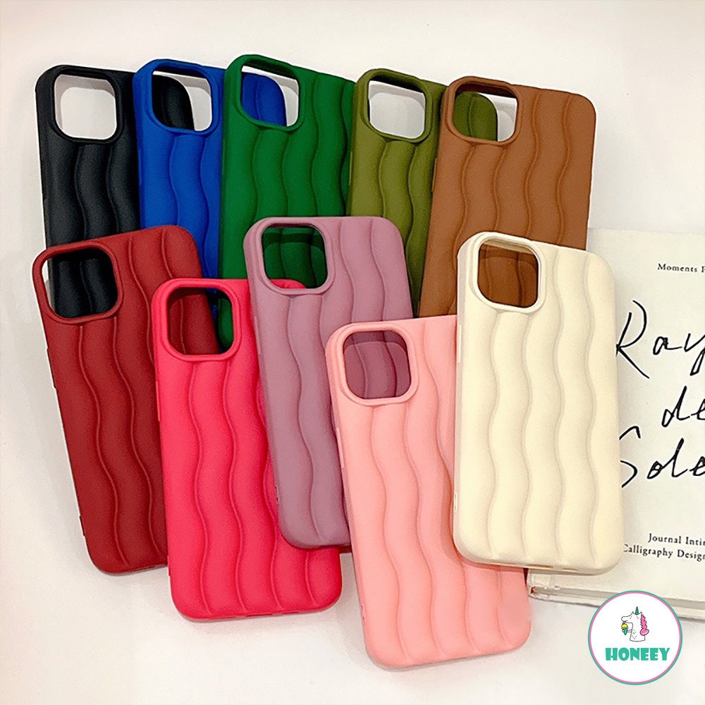 IPHONE Casing Ponsel Motif Riak Air Putih 3D Untuk Iphone14 13 12 11 Pro Max Matte Warna Solid Lembut Shockproof Back Cover