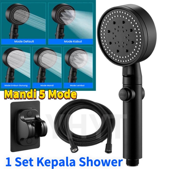 Shower Kamar Mandi Hitam Kepala Shower Mandi Hitam Premium Shower Head Set