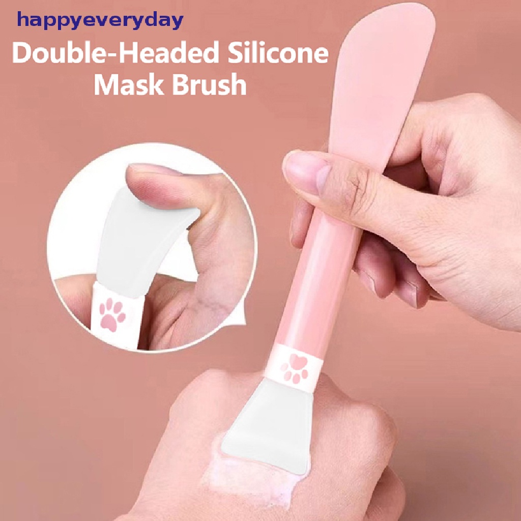 [happy] 1/5pcs Brush Masker Wajah Dua Kepala Bahan Silikon Untuk Wajah Dioleskan Lumpur Clay [ID]