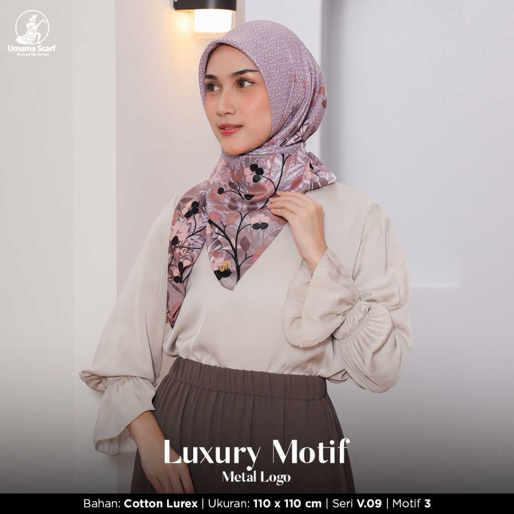 Jilbab Pilih Motif Warna Luxury Motif Metal LOGO UM GOLD Umama scarf 110x110cm PART2