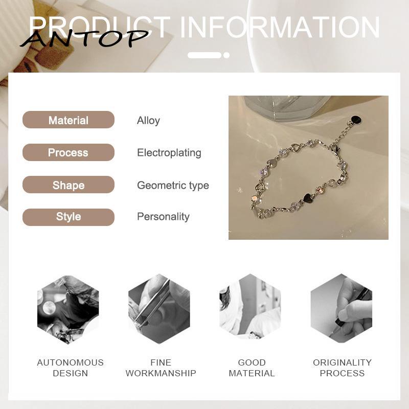 【antop】Loving Berlian Gelang Wanita Gaya Keren Cahaya Mewah High-end Rasa Pacar Handwear