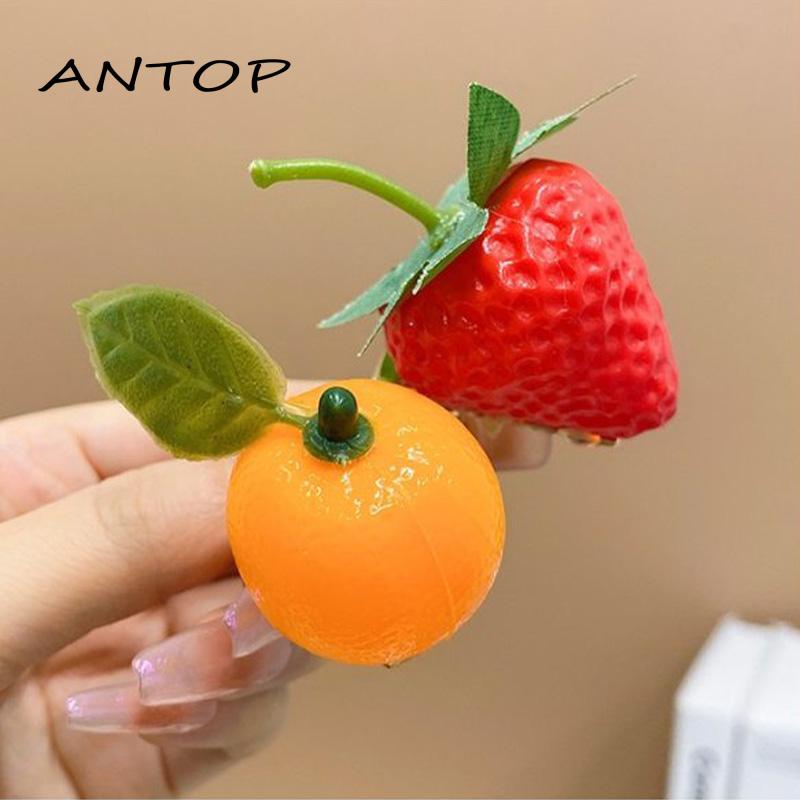 Simulasi Buah Kepribadian Jepit Rambut 3D Strawberry Lucu Lucu Jepit Rambut Mini [Yumna]