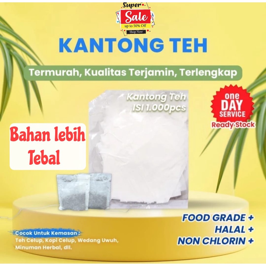 Kantong Teh Kertas Kantung Saringan Isi 1000 Pcs Food Grade Halal Teh Celup Kosong Tea Bag UK 5X5,7