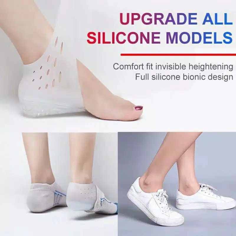 Insole Silicone Peninggi Bantalan Silikon Tumit Shoe Heightening Pad 1 Pasang Insole Sepatu