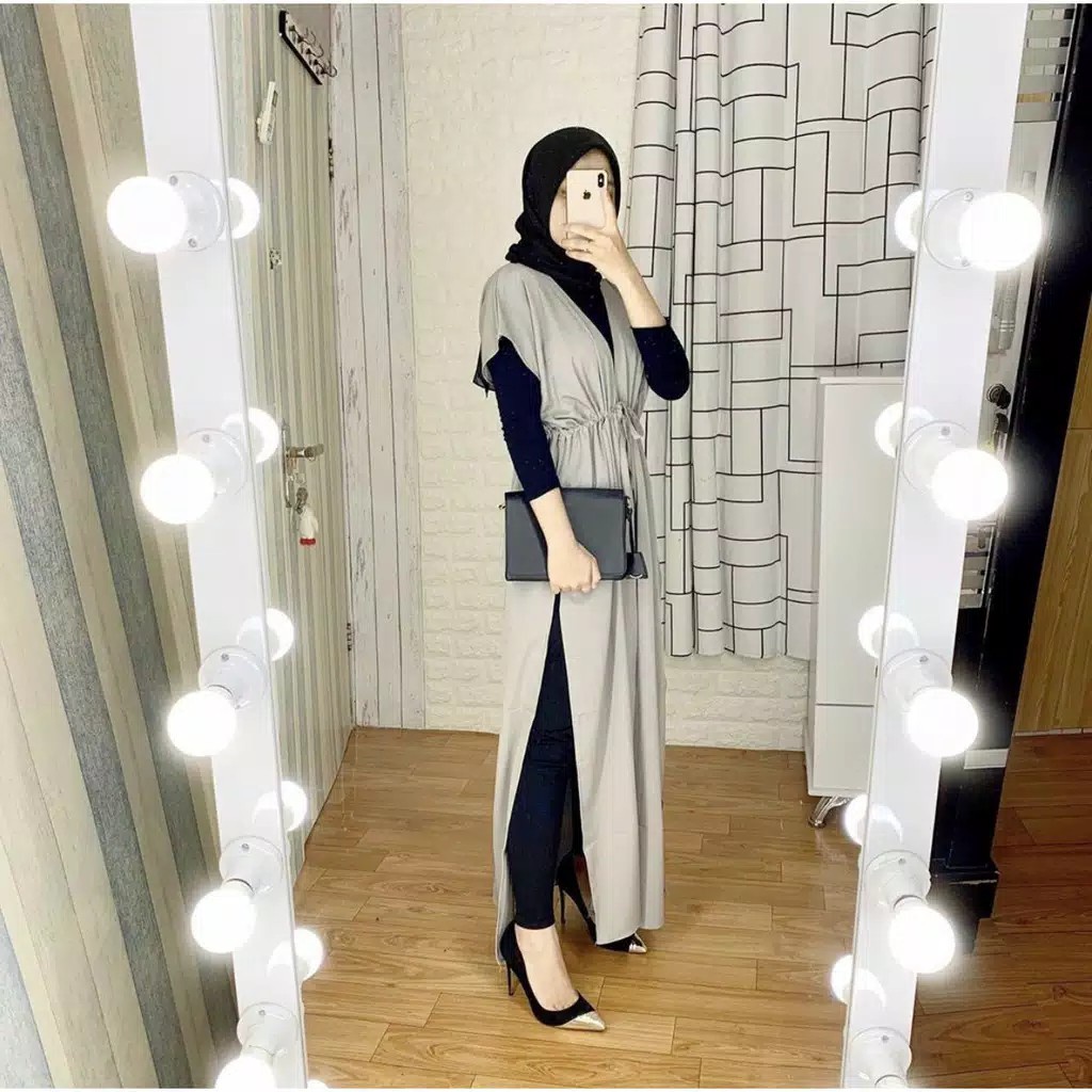 GAMIS STORE - Olivara Dress (LD 110 Cm)  Long Outer Gamis Remaja Muslim Nagita Serut Pinggang