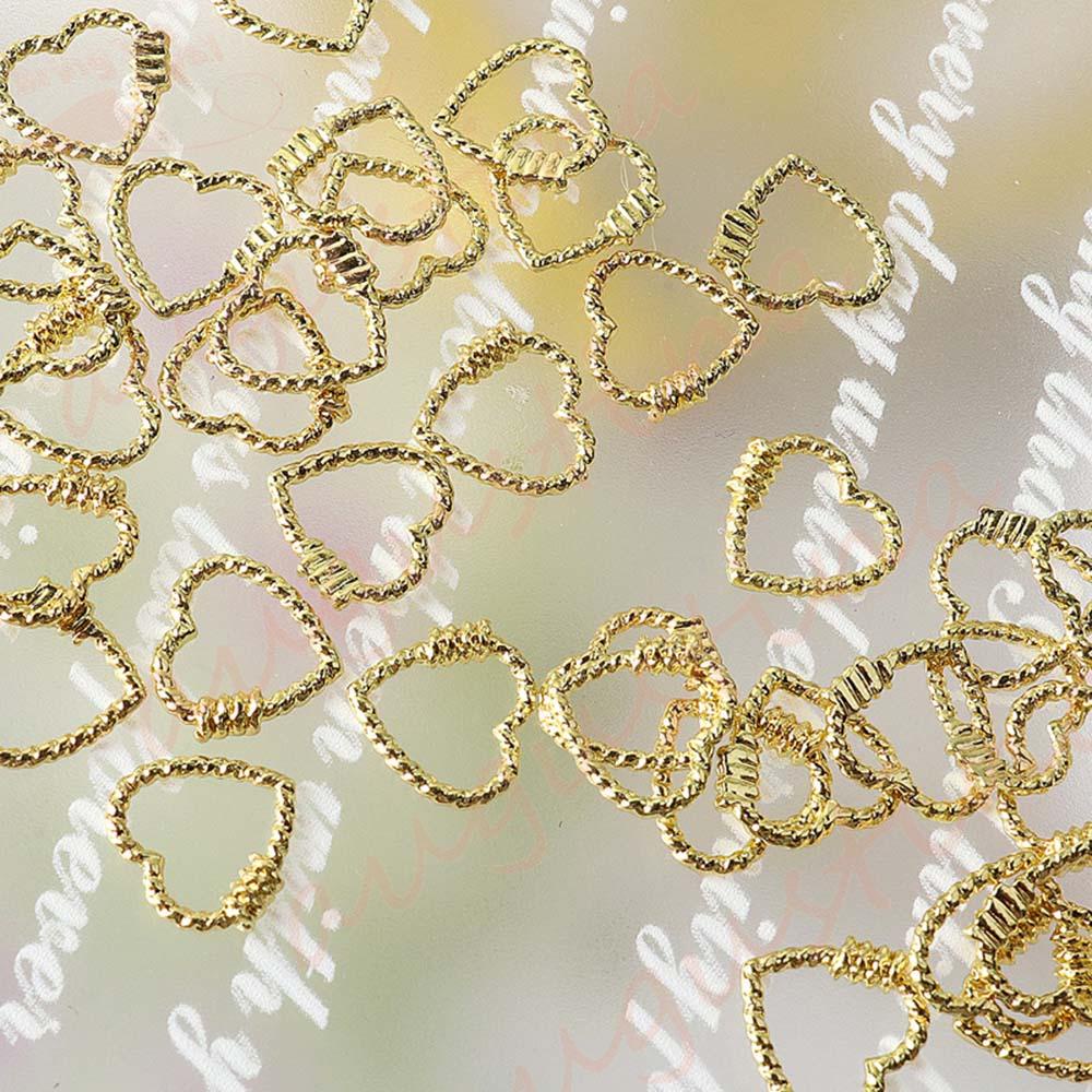 Agustina Nail Art Sticker 3D DIY Hiasan Kuku Emas Hati Nail Decal