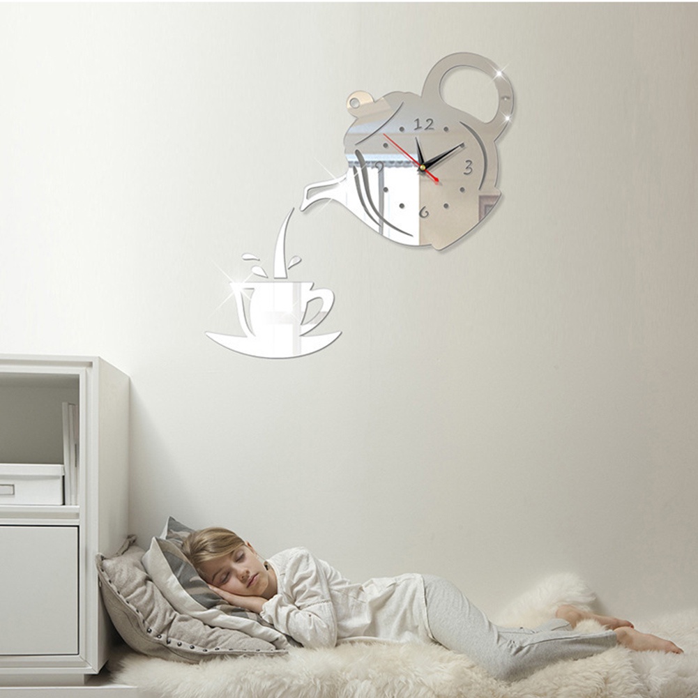 Mirror Self-adhesive Wall Sticker/Teko Kopi Bentuk Cangkir Wall Art Sticker/Dekorasi Dinding Rumah