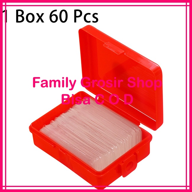 Isi 60pcs + box Double tape 1.5 cm x 4.5 cm lakban 2 sisi bening mini double tape mini