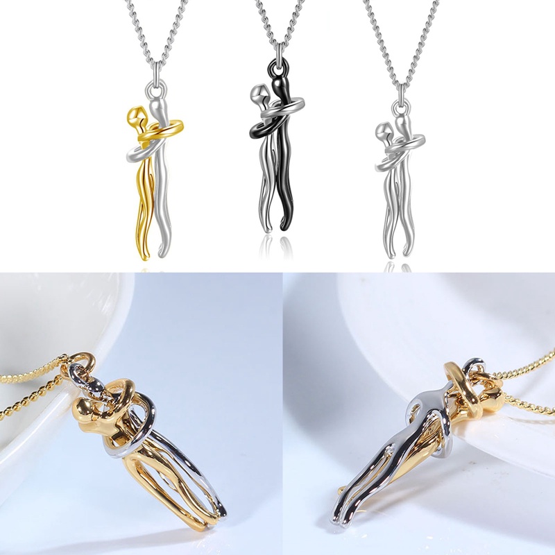Kalung Peluk Pasangan Sederhana Kepribadian Kreatif Hug Necklace Ladies Fashion Rantai Tulang Selangka