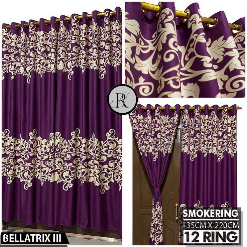 PROMO!!! Gorden Smokring Multi fungsi FREE TALI Pintu Atau Jendela 12 RING 135 X 220