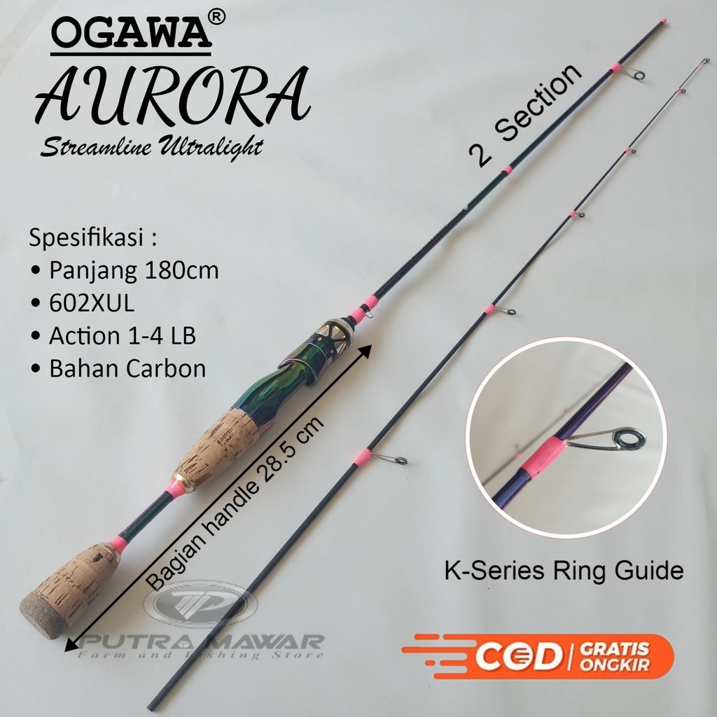 Joran Spinning Ogawa Aurora Streamline Ultralight 602 Xul 1-4 Lb Panjang 180 Cm - Gayahan / Tongkat 