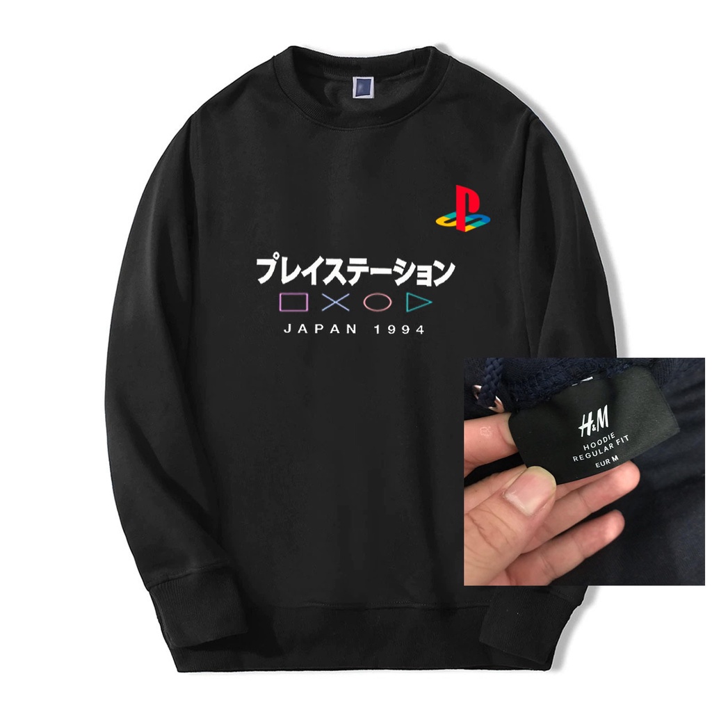 INDO - Sweater Crewneck Nasa PS H&amp;M Pria | Jaket Hoodie Nasa USA PlayStation Jepang Cream