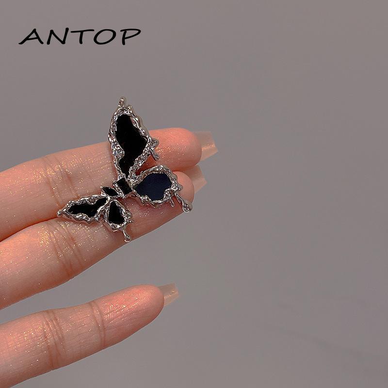 [antop] Anting Kupu-Kupu Asimetris Desain Wanita Rasa Kepribadian Earrings S925 Perak Manis Keren