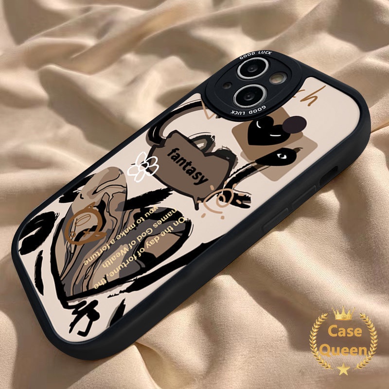 IPHONE Casing Ponsel Tpu Lembut Merek Trendi Kompatibel Untuk Iphone11 14 12 13 Pro Max XR XS X Max 8 7 6 6s Plus SE 2020 Ins Graffiti Cinta Hati Bunga Letter Cover