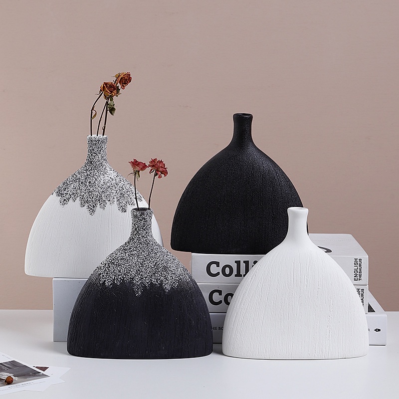 Vases Nordic Vas Keramik Dekorasi Desktop Botol Bunga Kepingan Salju Hiasan Seni Nordic Bunga Meja Dekorasi Kerajinan Tangan