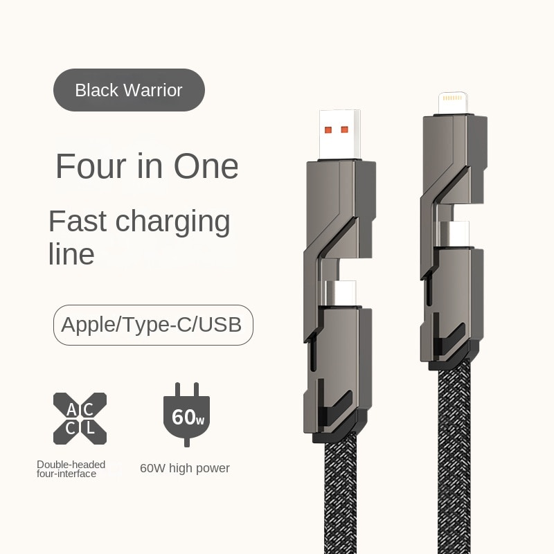 Kabel 4in1 Fast Charging USB A Type C Charger Wire Untuk Samsung Handphone Tablet Charging Cable for iPhone iPad