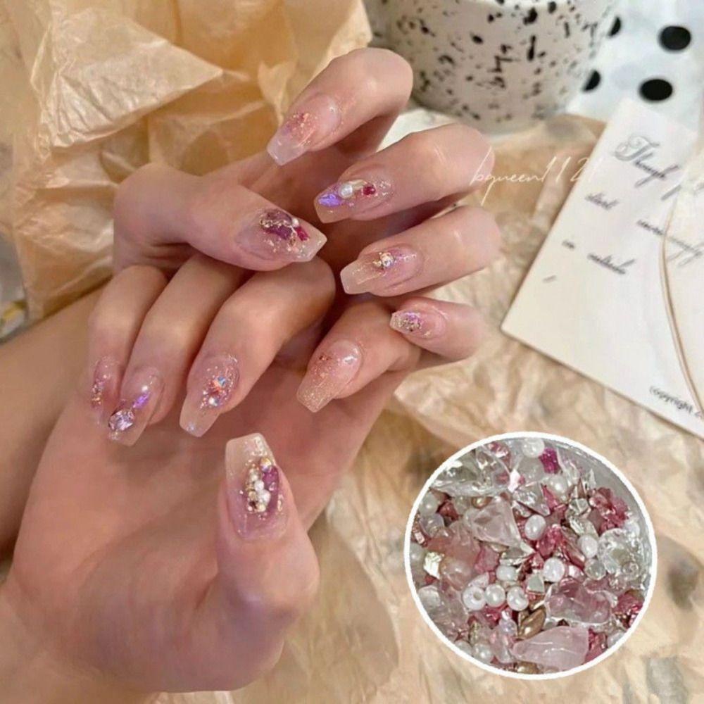 AUGUSTINA Agustina Batu Kristal Alami Dekorasi DIY Shiny Gaya Jepang Bijih Hancur Warna-Warni Mini Perhiasan Nail Art Ornamen