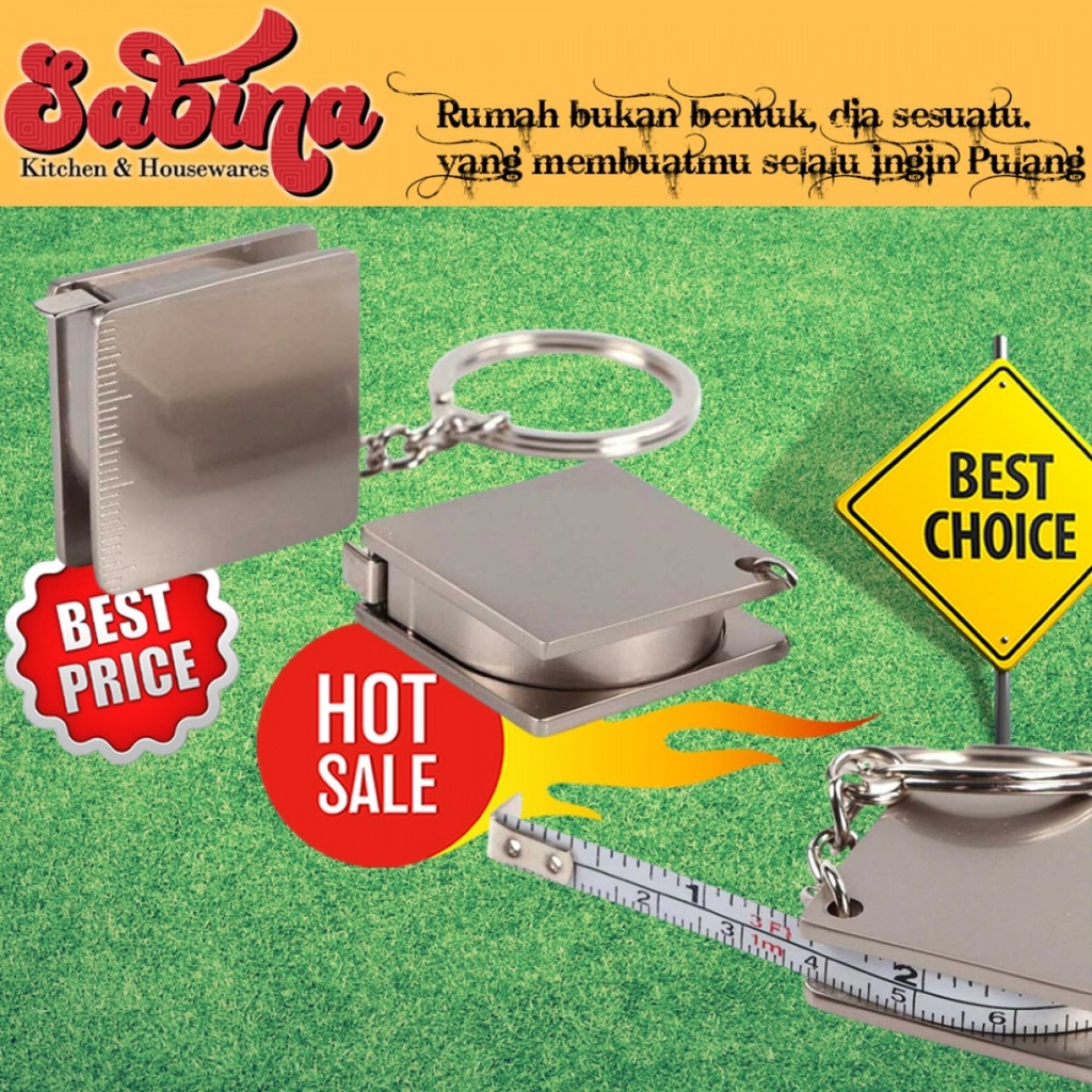 Gantungan Kunci Model Meteran Retractable Stainless Steel 70-80 CM