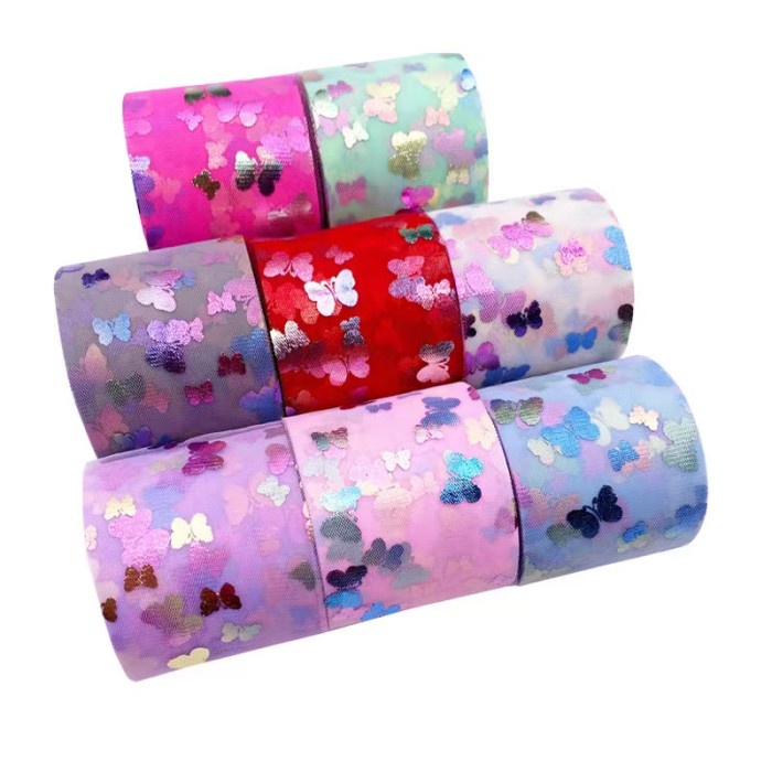 

PITA TILE SIZE 6 CM / PITA TULLE HALUS MOTIF KUPU KUPU IMPOR METERAN