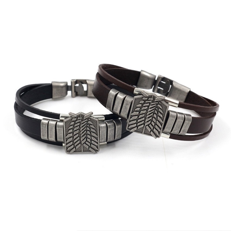 [Z H Perhiasan] Vintage Rock Mencolok Raksasa Kulit Asli Gelang Pria Dan Wanita Fashion Stainless Steel Multilayer Manik-Manik PU Gelang Punk Pesta Perhiasan Aksesoris