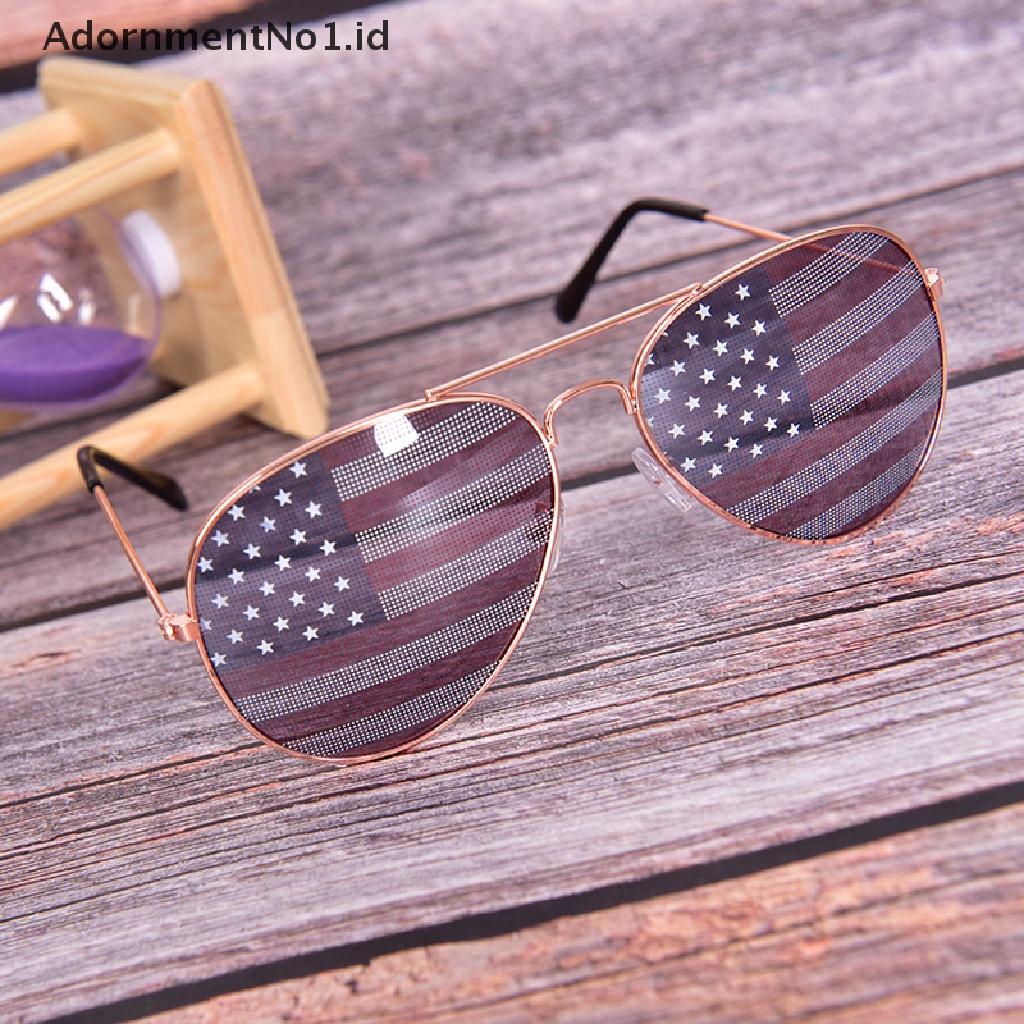 [AdornmentNo1] New Kacamata Hitam Patriotic Bendera Amerika USA Lensa Bintang Garis Pilot Shades Patriot [ID]