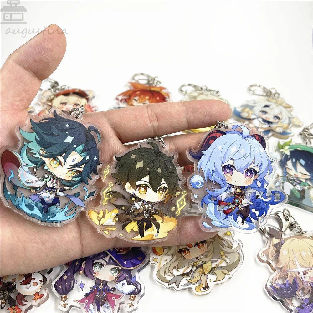 Agustin Genshin Impact Keychain Game Gantungan Kunci Silet Kaedehara Dua Sisi Hu Tao Sayu