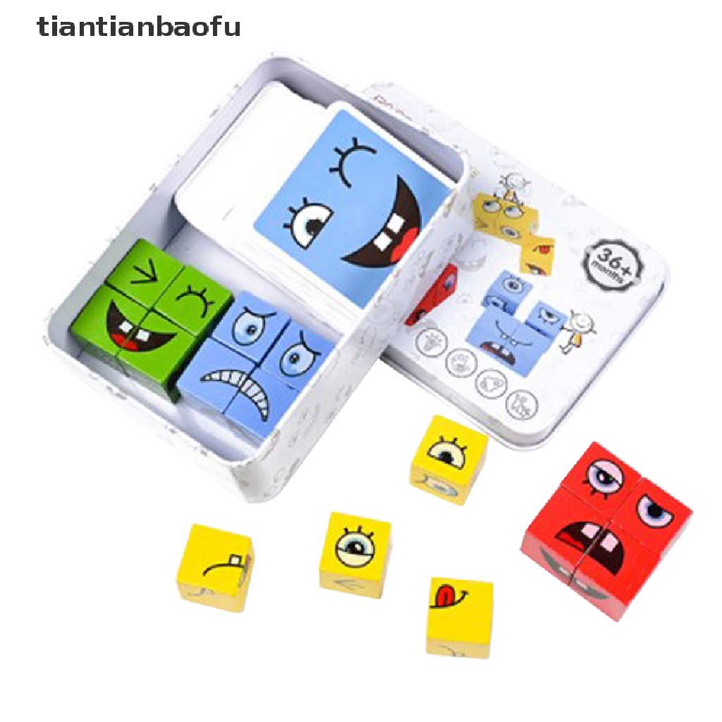 [tiantianbaofu] Facechanging Magic Cube Building BlockGame Matching Expression Puzzle Mainan Butik