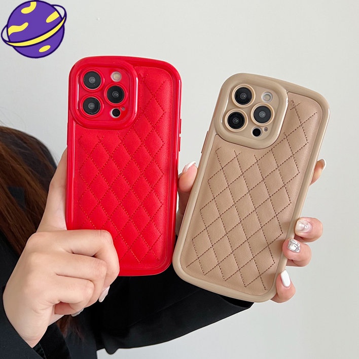 IPHONE Casing Kulit Serat Berlian Cocok Untuk Iphone14 13 12 Pro Max 14Plus All Inclusive Gaya Bisnis Casing Perlindungan Jatuh