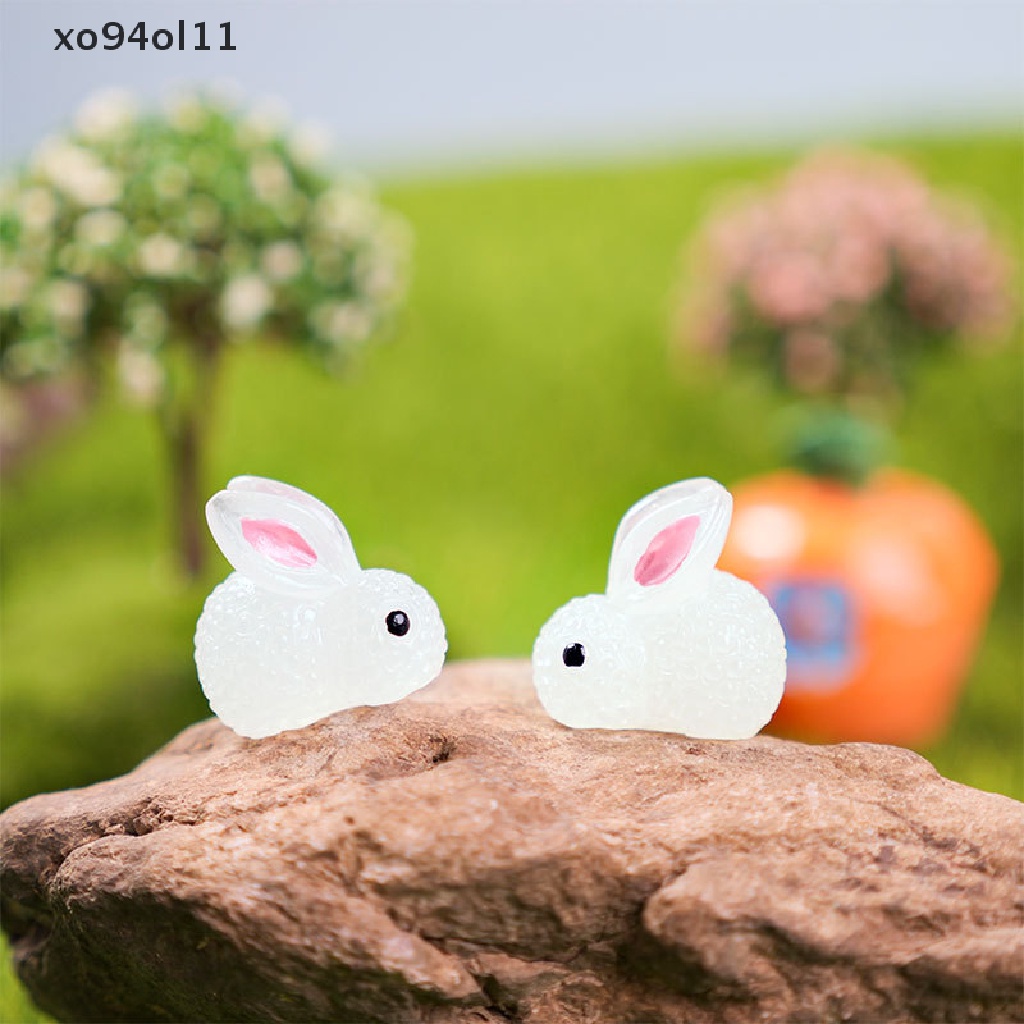 Xo 10 Pcs Mini Bercahaya Kelinci Mikro Ornamen Miniatur Hewan Pot Dekorasi Rumah Hare Mikro Lanskap Aksesoris OL