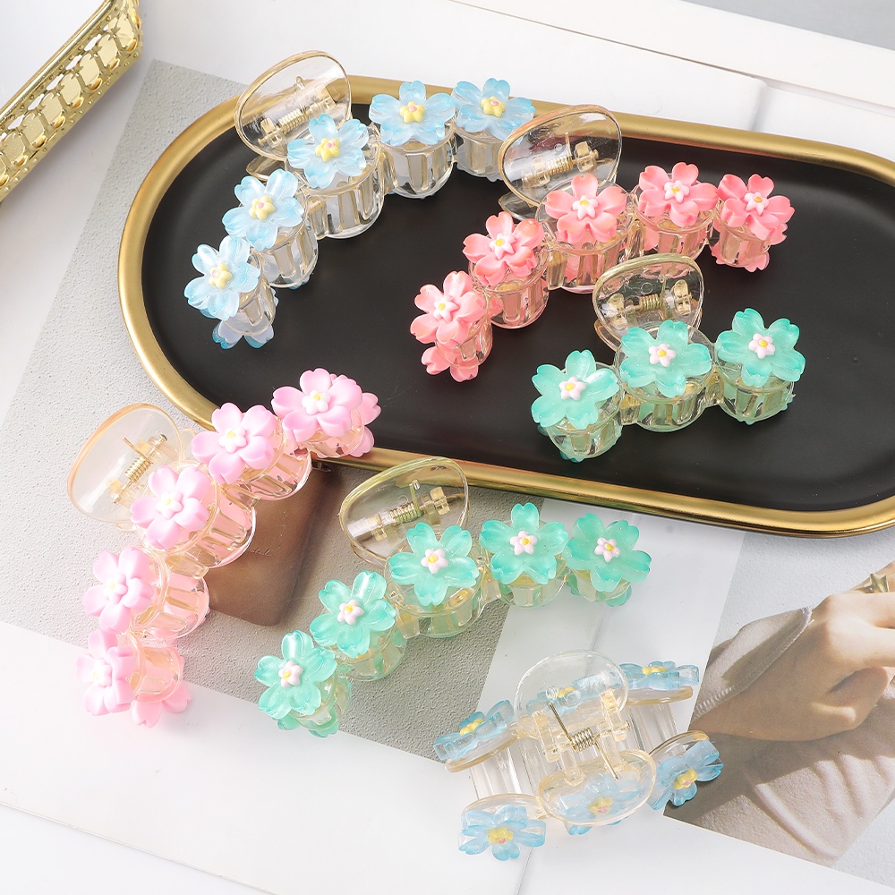 Korea Jepit Rambut Bunga Plastik Gadis Fashion Manis Hair Clip Aksesoris Rambut Wanita