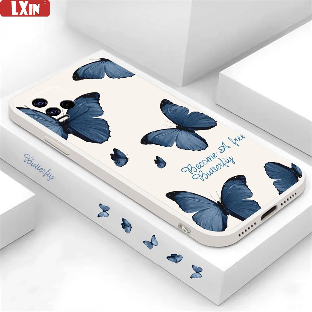 Case Butterfly Biru VIVO Y02 V25 V25E Y16 Y35 Y33S Y21T Y21S Y33S Y91C Y1S Y11 Y12 Y15 Y17 Y12S Y12A Y15S Y15A Y51 Butterfly Case Silikon Lembut