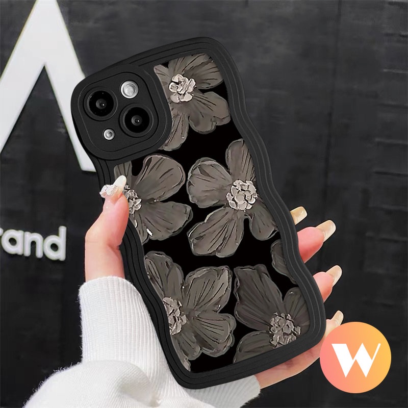 Wavy Edge Case Redmi10 9 10A 12C A1 A1+10C 9T 9A 9C NFC Redmi Note 11 11s 9s 8 9 10 Pro Max 10s POCO M3 X3 NFC Pro Mi 11T Pro Art Floral Lukisan Minyak Bunga Soft Sarung Tpu