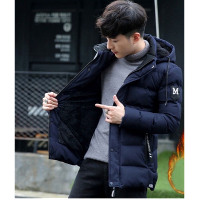 IMPORT MAN HOODIE WINTER COAT JACKET CLASSIC JAKET GUNUNG PRIA MUSIM DINGIN DENGAN PENUTUP KEPALA MANTEL LAKI