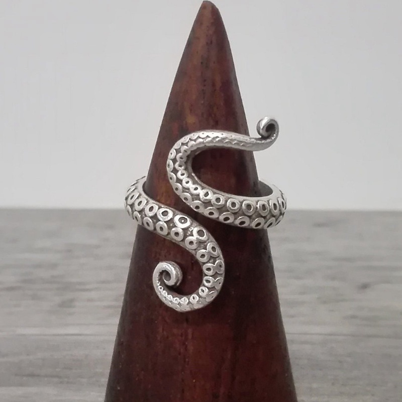 Unik Punk Gurita Cumi Cinta Hati Pembukaan Cincin Untuk Wanita Pria Trendi Hitam Hewan Hip Hop Jari Cincin Pesta Perhiasan Hadiah