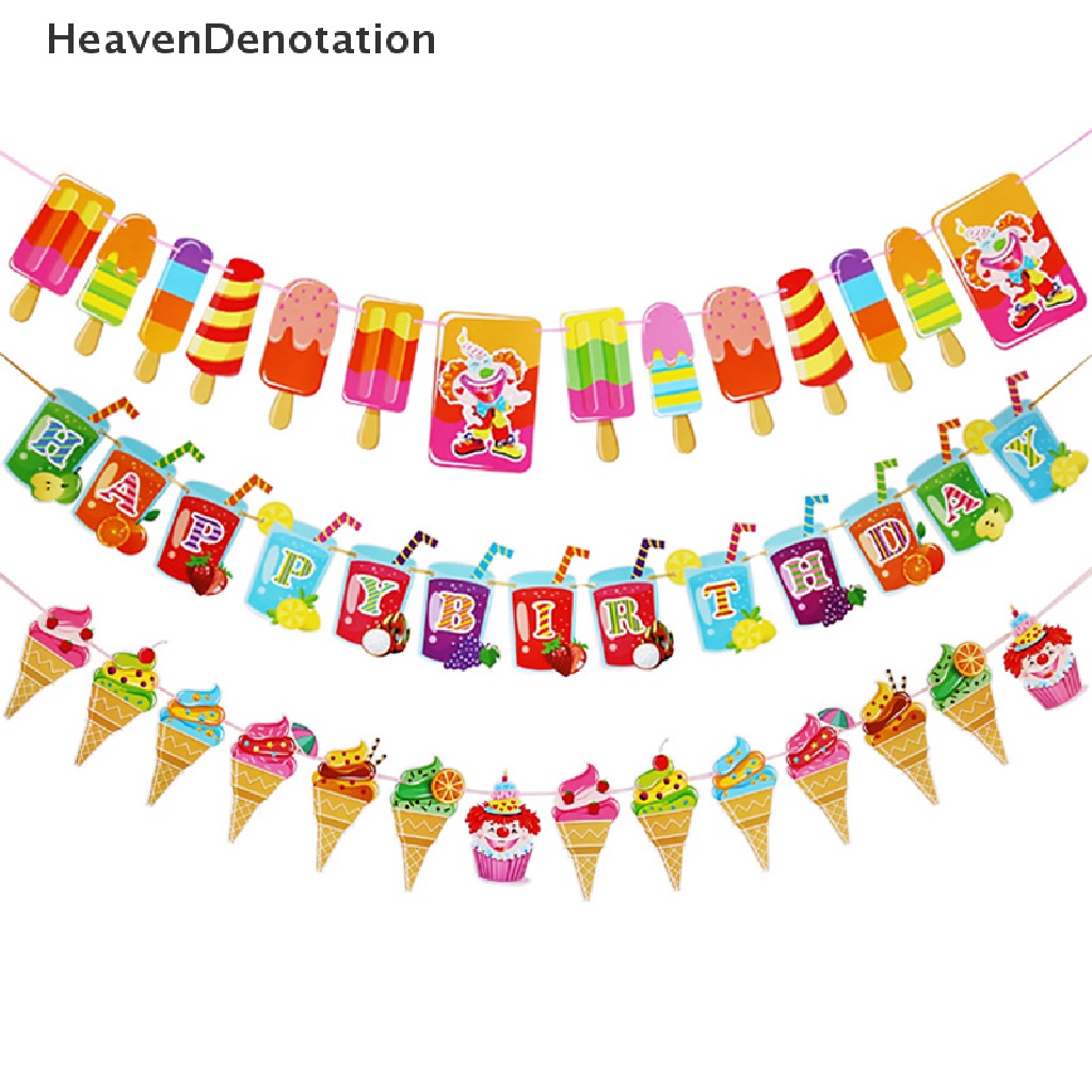 [HeavenDenotation] Bung Banner Es Krim Popsicle Keren Untuk Tropical Summer Party Bar Garland HDV