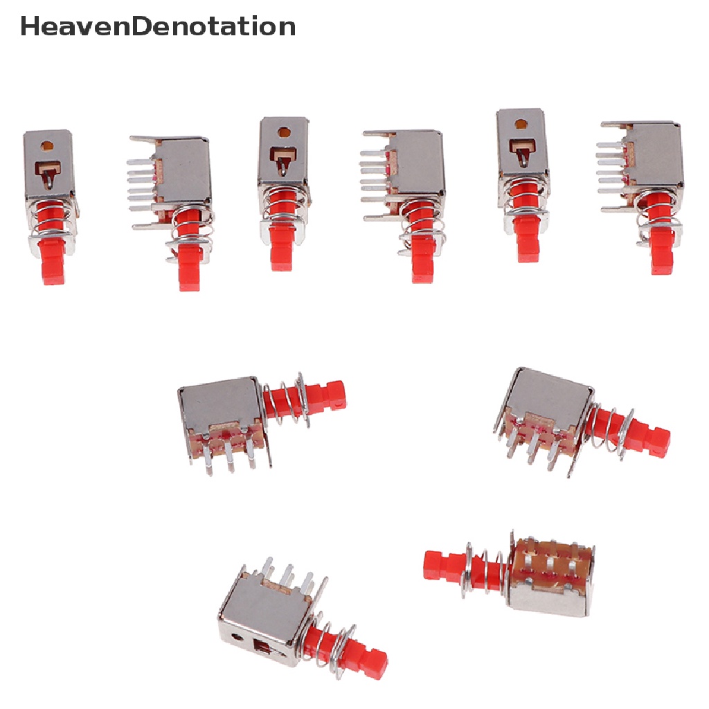 [HeavenDenotation] 10pcs Direct key switch A03 PS-22F03 6pins self-locking power Switchs Merah HDV