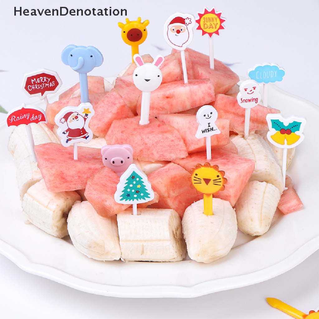 [HeavenDenotation] Garpu Buah Hewan Food Grade Plastik Mini Kartun Anak Kue Tusuk Gigi Buah HDV