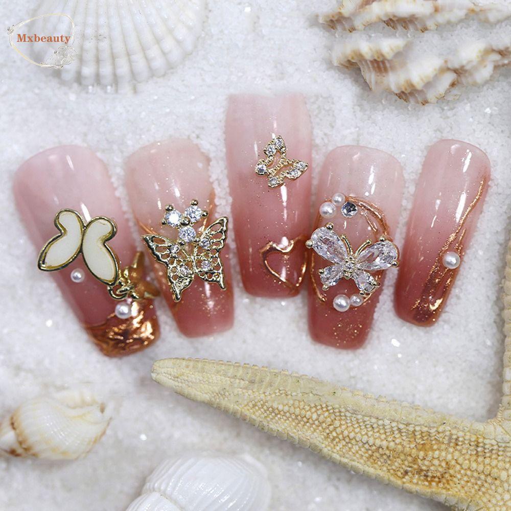 Mxbeauty Manicure Dekorasi DIY 3D Kupu-Kupu Berbentuk Kristal Berlian Imitasi Zirkon Perhiasan Kuku Charms