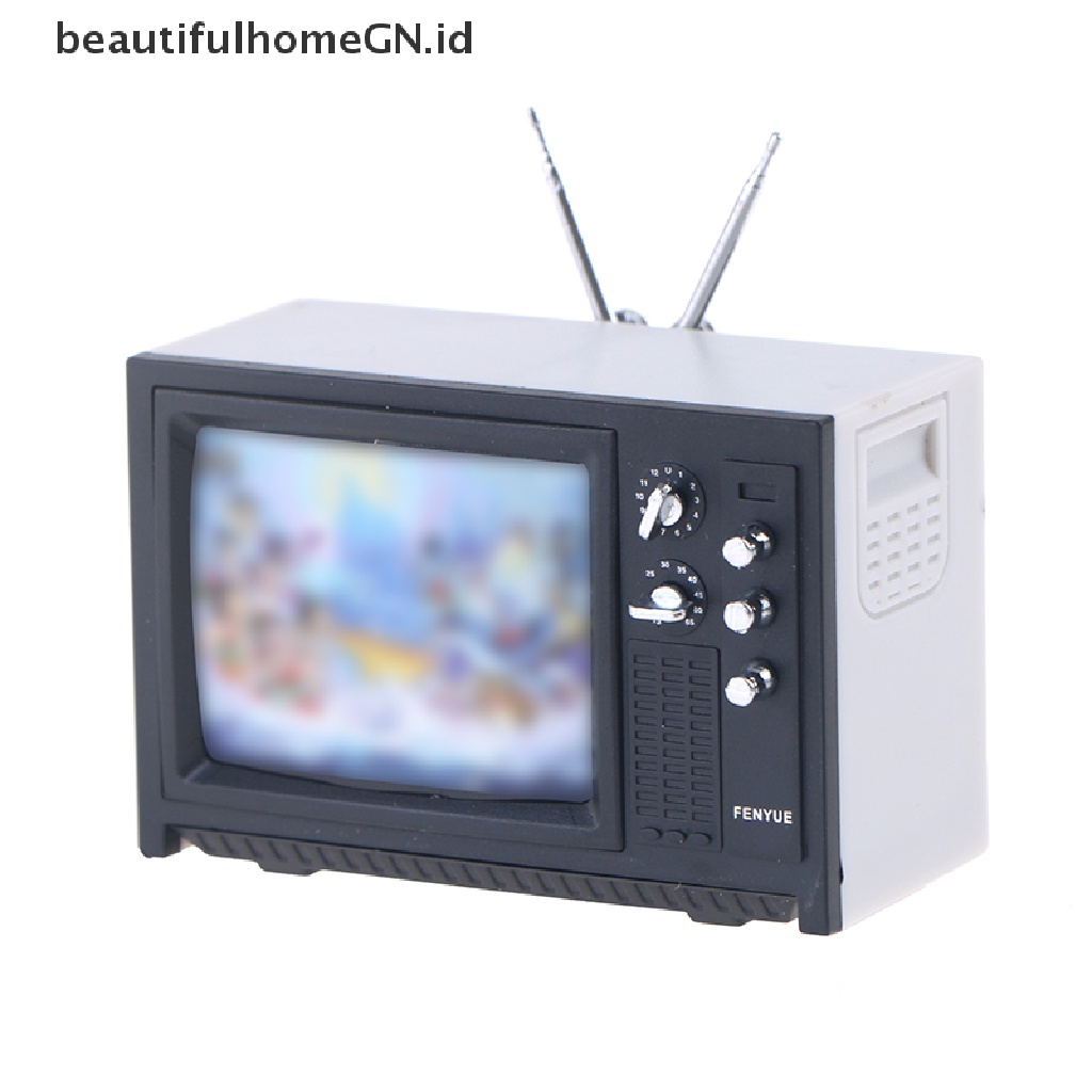 {Cantik} Ornamen Miniatur Rumah Boneka Ornamen Mainan TV Mini retro~