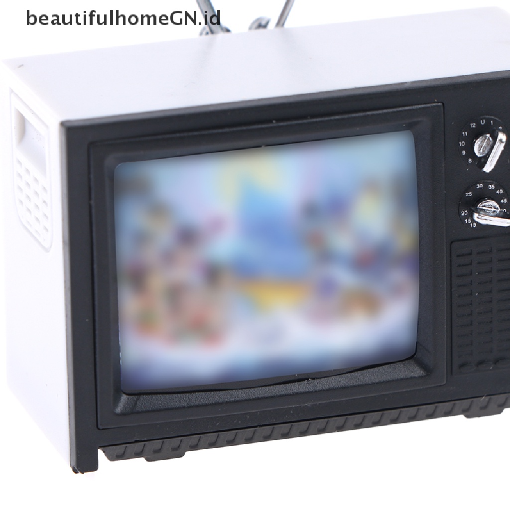 {Cantik} Ornamen Miniatur Rumah Boneka Ornamen Mainan TV Mini retro~