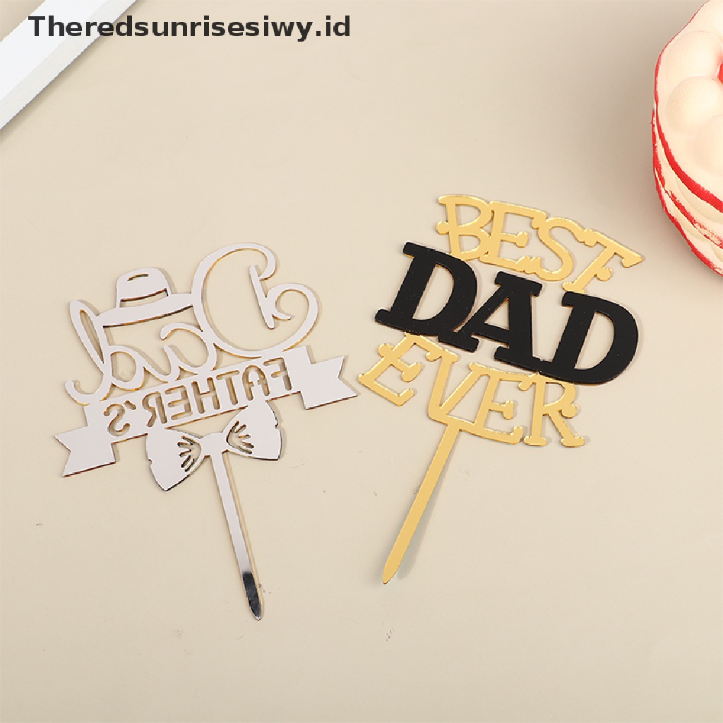 # Kado Mom &amp; PAPA DIY # Hiasan Kue Pesta Hari Ayah Gold Hitam Akrilik Daddy Birthday Cake Topper~